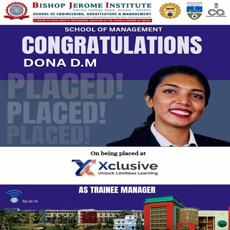 Bishop Jerome Institute Celebrates Success as Dona D.M. Secures Placement at Xclusive